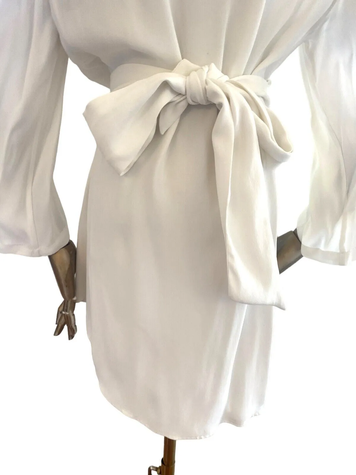 Acler White Wrap Mini Dress | Flared/ Split Sleeves, Soft Viscose, As New!