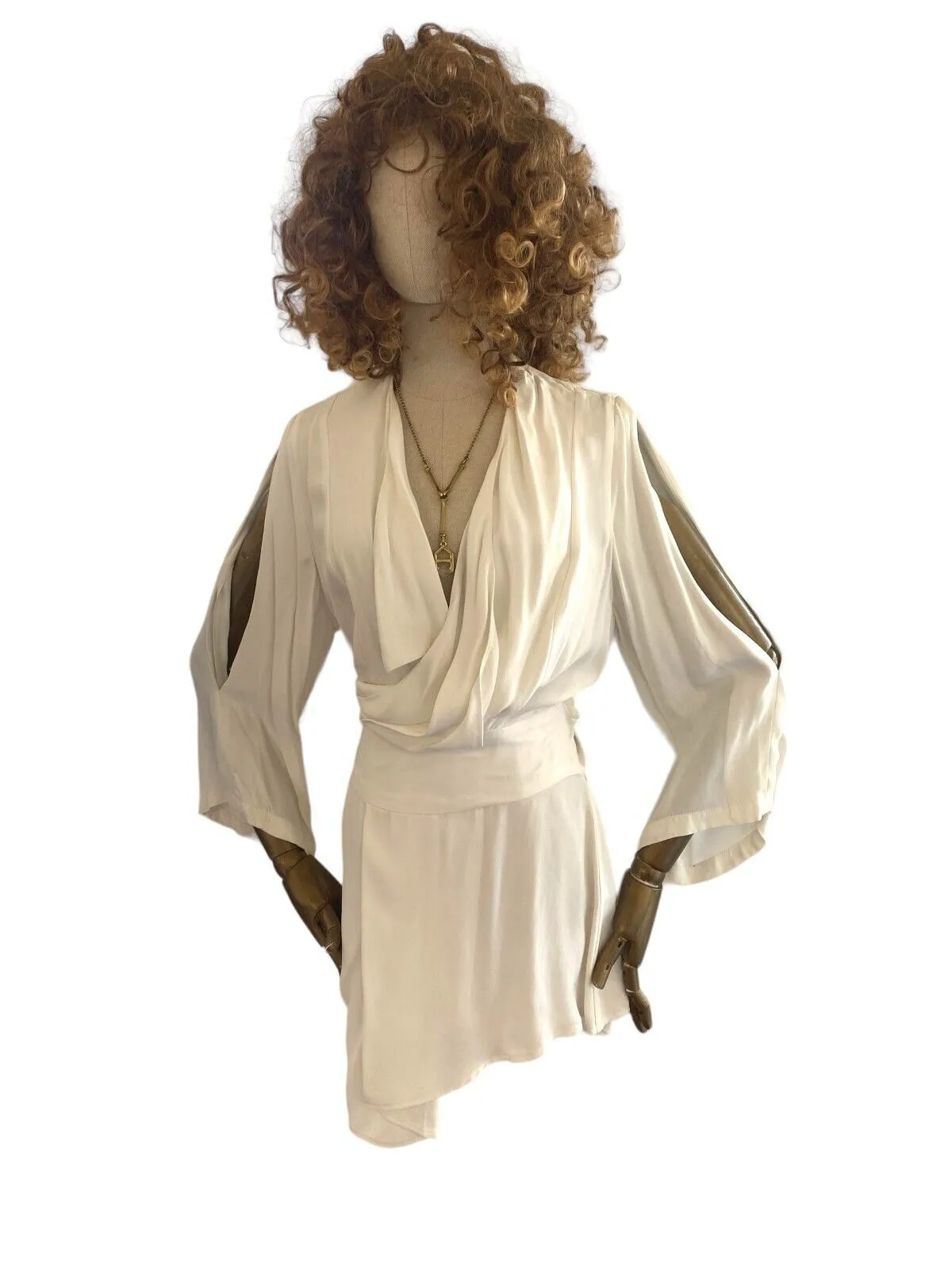 Acler White Wrap Mini Dress | Flared/ Split Sleeves, Soft Viscose, As New!