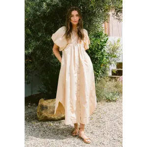 Annie Wear Smocked Puff Sleeve Midi Dress