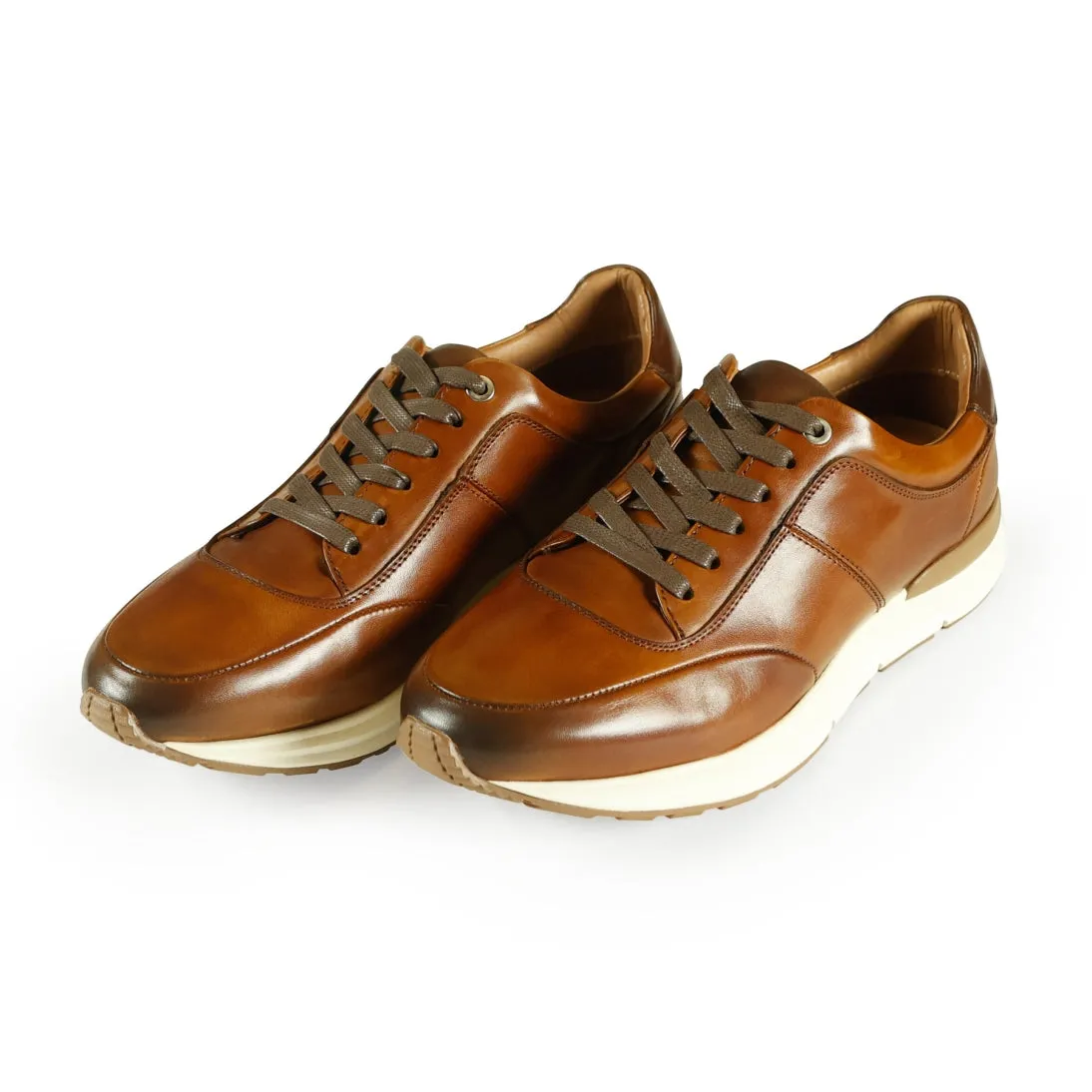 AZOR LA MODE  Men's Calabria Smart Leather Trainers ZM3827 Tan