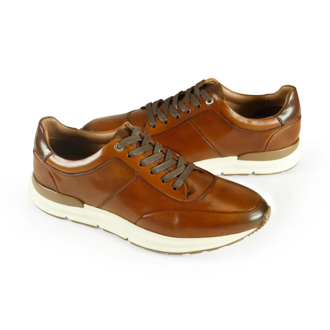 AZOR LA MODE  Men's Calabria Smart Leather Trainers ZM3827 Tan