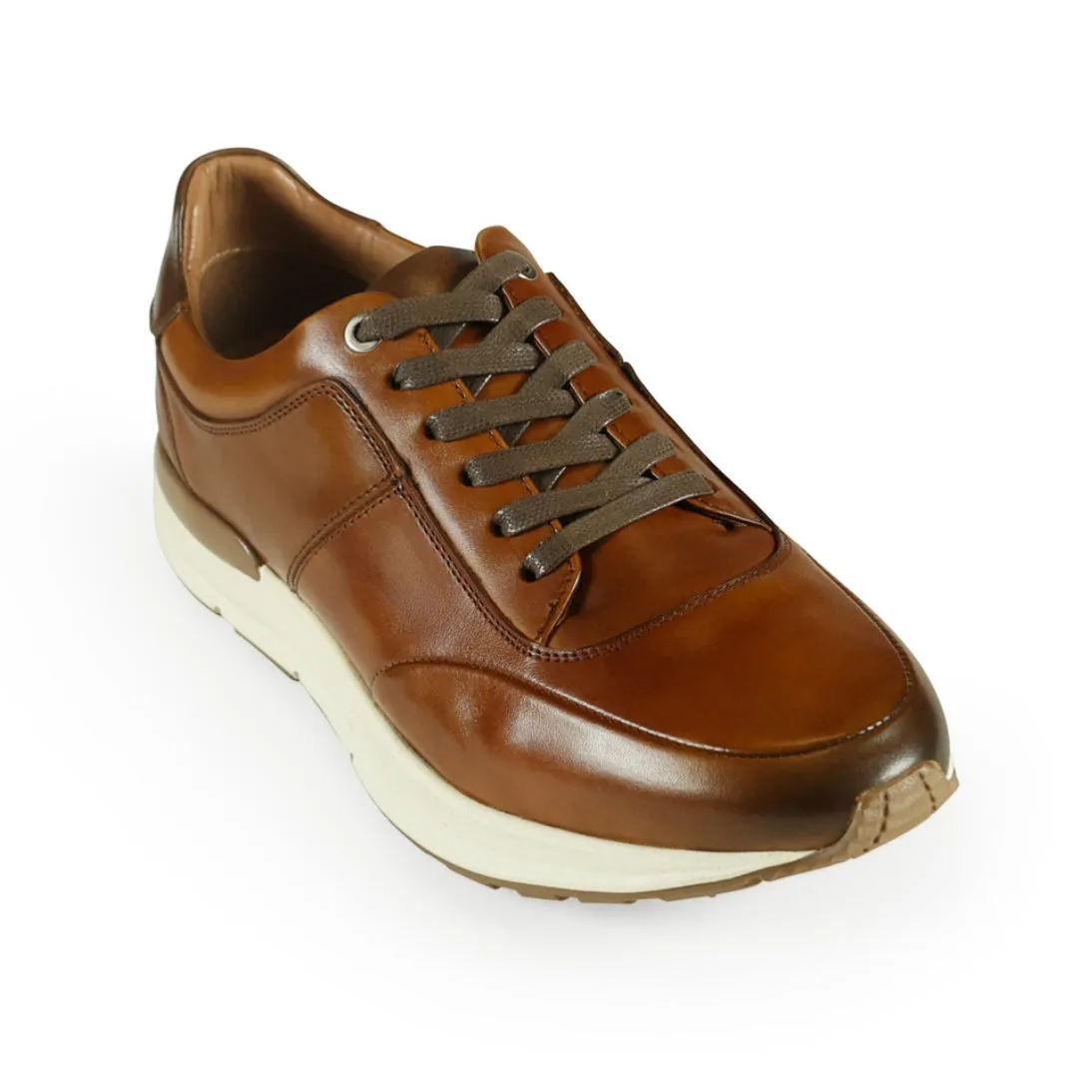 AZOR LA MODE  Men's Calabria Smart Leather Trainers ZM3827 Tan
