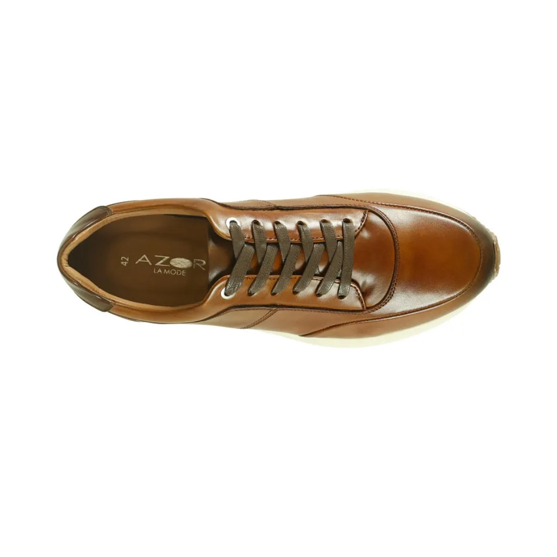 AZOR LA MODE  Men's Calabria Smart Leather Trainers ZM3827 Tan