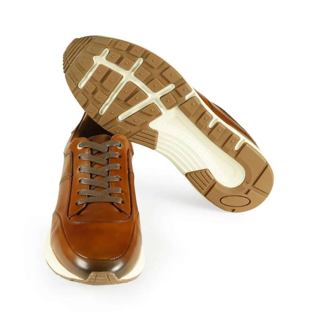 AZOR LA MODE  Men's Calabria Smart Leather Trainers ZM3827 Tan