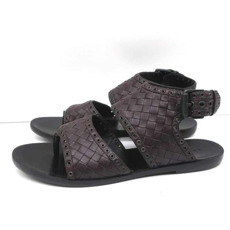 Bottega Veneta Intrecciato Leather Thong Sandals Gladiol Size 39 Slingback Flats