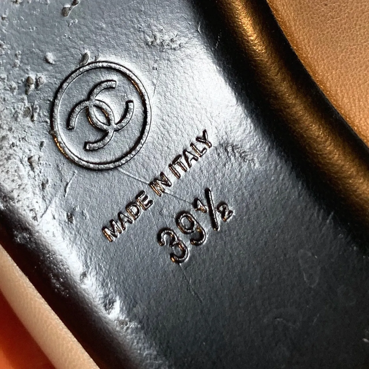 Chanel Brown Cap Toe Flat with Logo Plaque