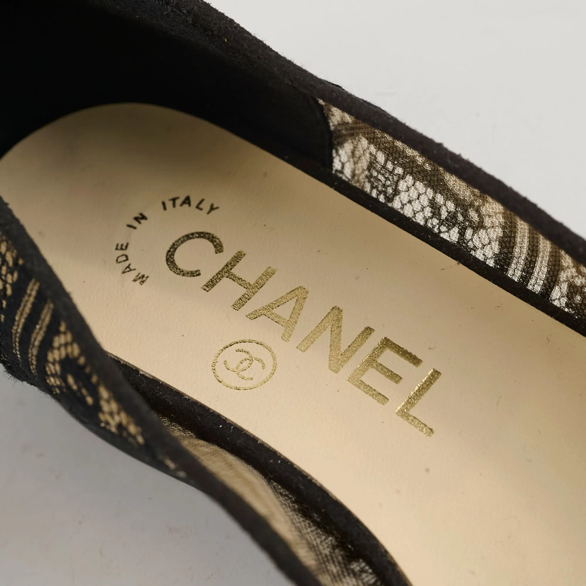 Chanel Lace Ballet Flats Black Size 35.5