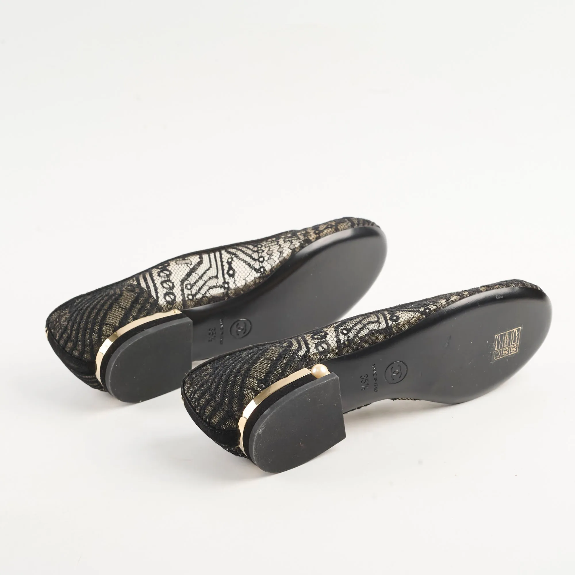 Chanel Lace Ballet Flats Black Size 35.5