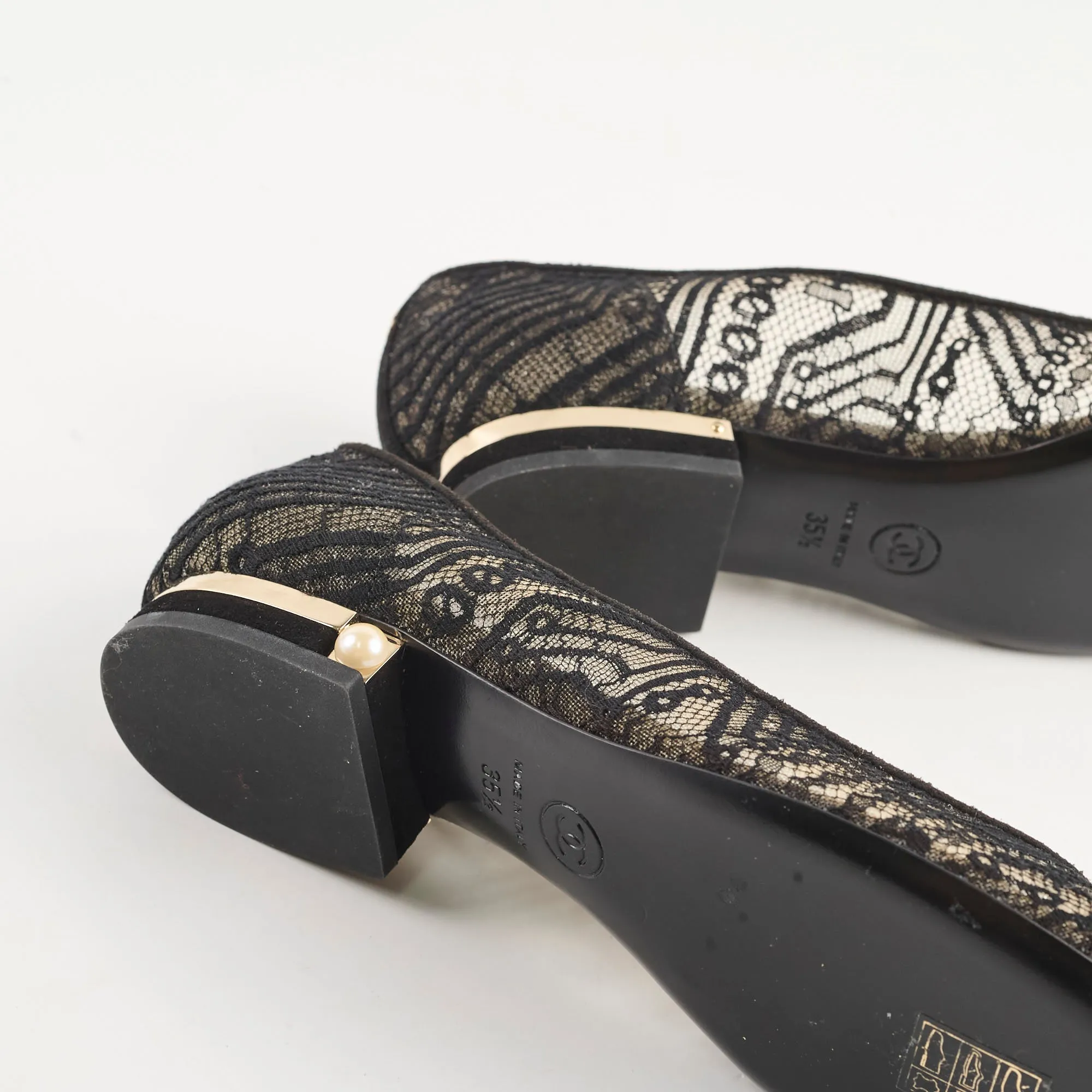 Chanel Lace Ballet Flats Black Size 35.5