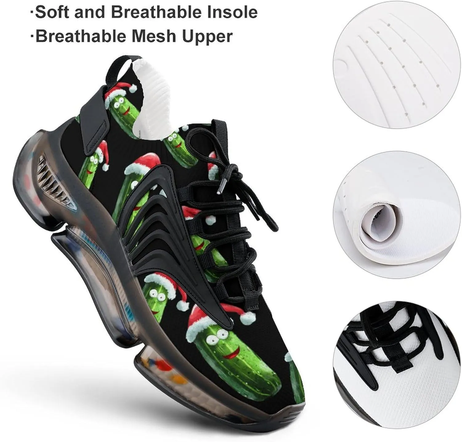 Cucumber Vegetable Vegan Christmas Hat Men's Tennis Shoes Fashion Athletic Sneakers for Sport Walking Running Workout