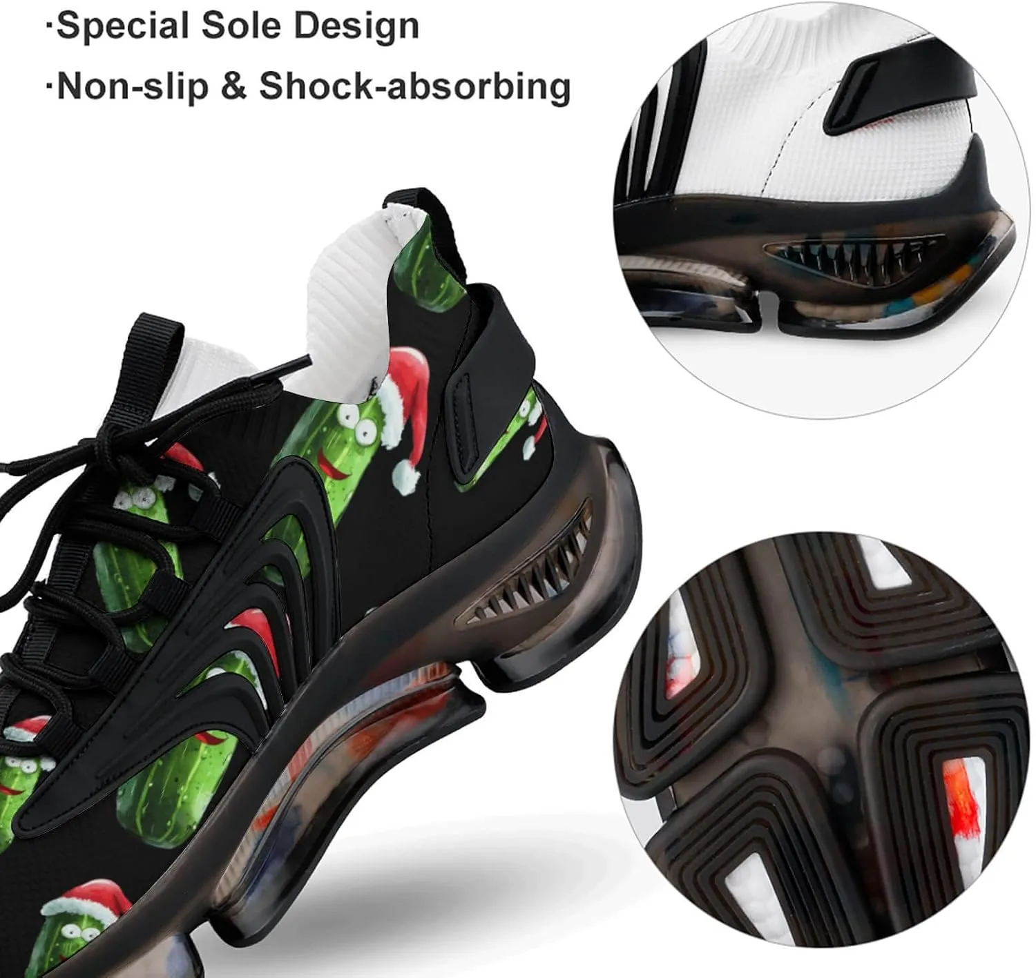 Cucumber Vegetable Vegan Christmas Hat Men's Tennis Shoes Fashion Athletic Sneakers for Sport Walking Running Workout