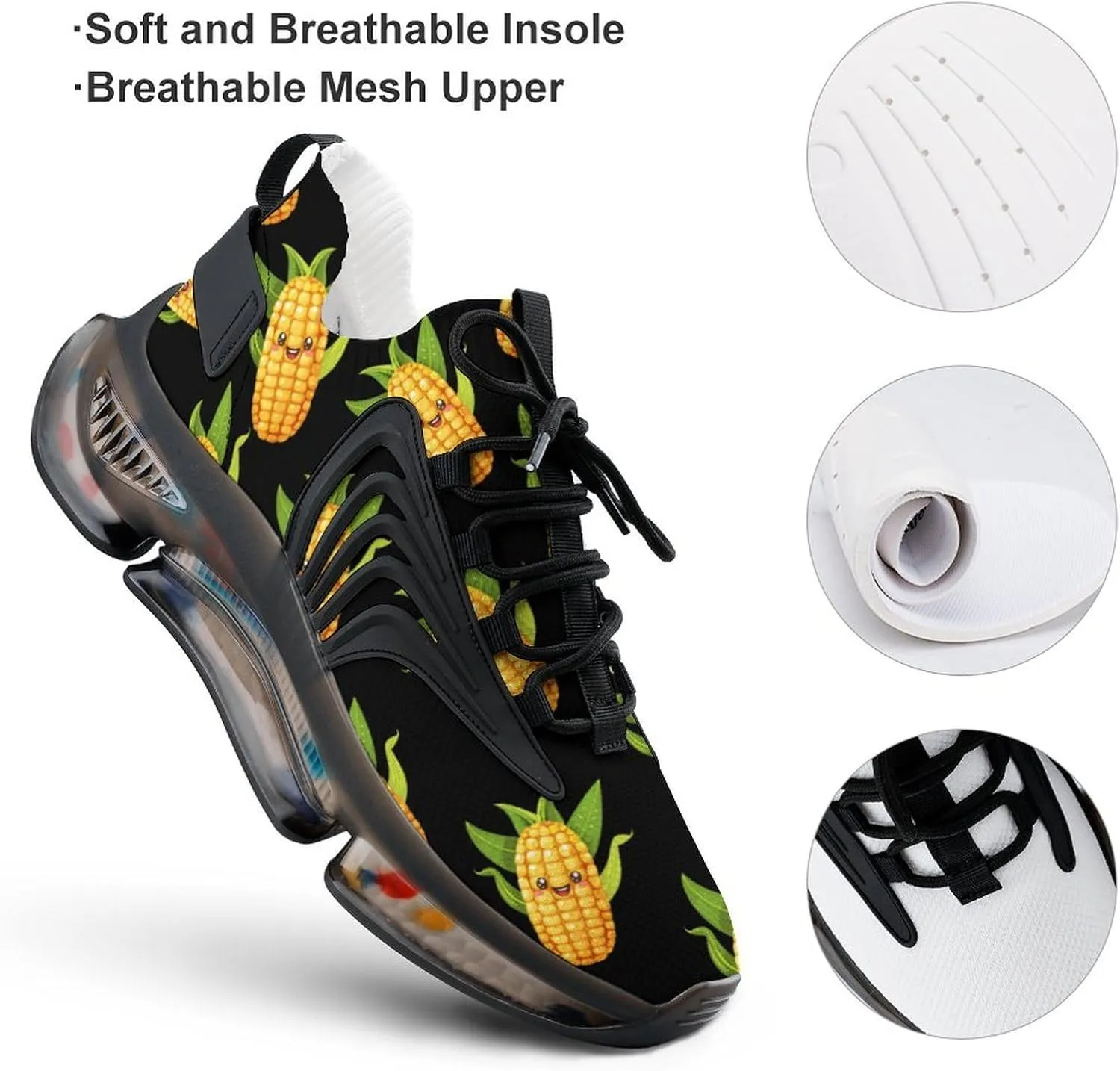 Cute Corn Vegetable Vegan Men's Tennis Shoes Fashion Athletic Sneakers for Sport Walking Running Workout