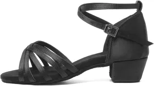 DKZSYIM Women&Girls Satin Latin Dance Shoes Low Heel Ballroom Salsa Tango Professional Performance Practice Dancing Shoes,Model 203