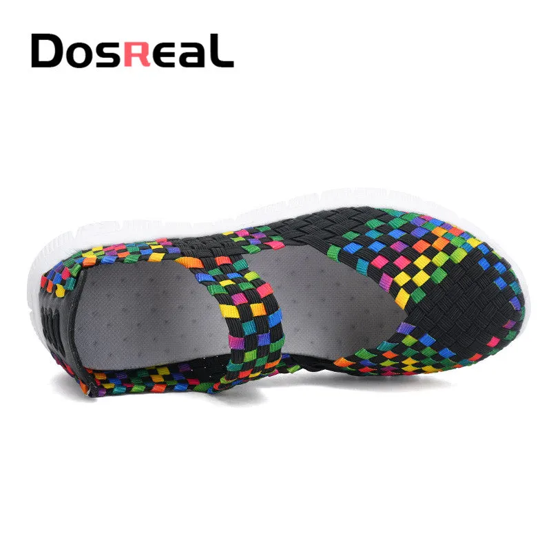 Dosreal Women New Arrival Casual Shoes Ladies Colorful Woven Shoes Light Fashion Flats Shoes Sneaker