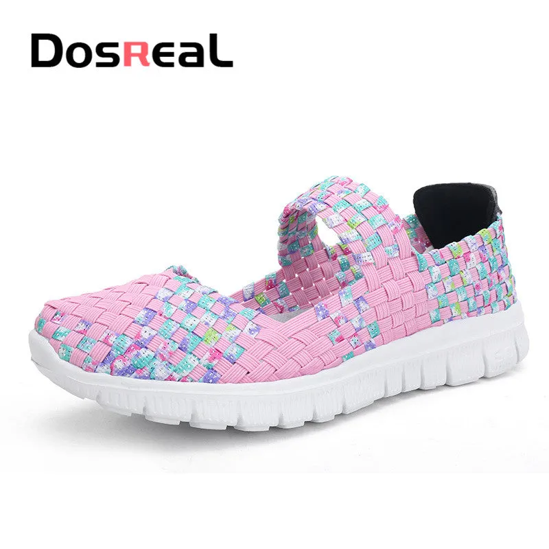 Dosreal Women New Arrival Casual Shoes Ladies Colorful Woven Shoes Light Fashion Flats Shoes Sneaker