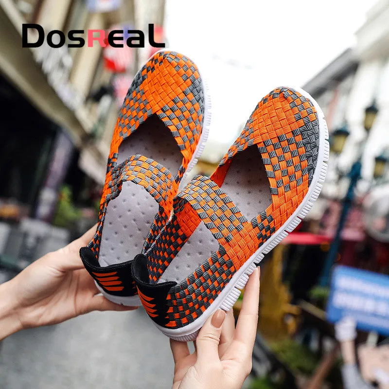 Dosreal Women New Arrival Casual Shoes Ladies Colorful Woven Shoes Light Fashion Flats Shoes Sneaker