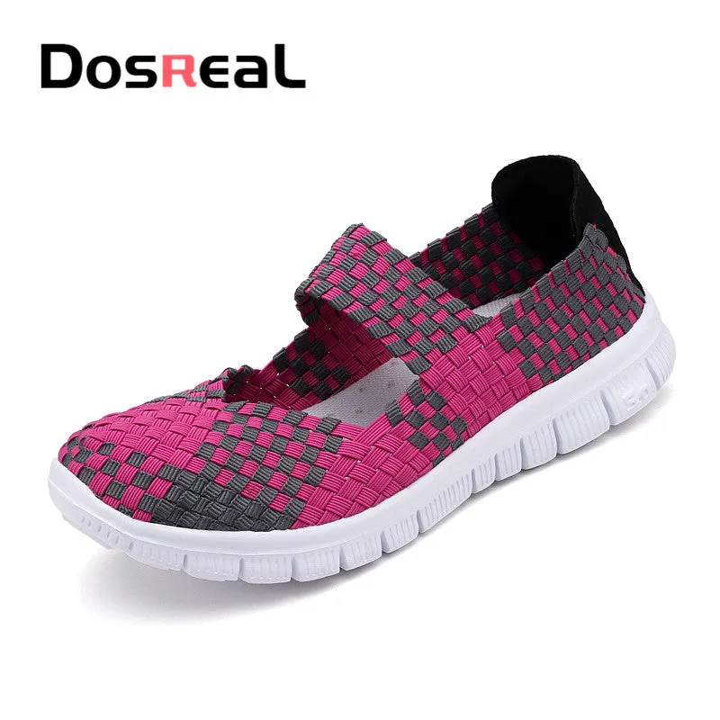 Dosreal Women New Arrival Casual Shoes Ladies Colorful Woven Shoes Light Fashion Flats Shoes Sneaker