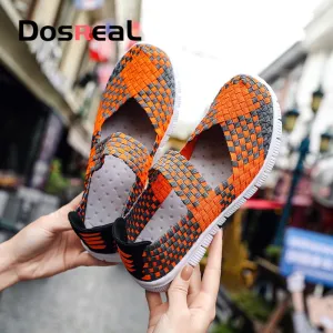 Dosreal Women New Arrival Casual Shoes Ladies Colorful Woven Shoes Light Fashion Flats Shoes Sneaker