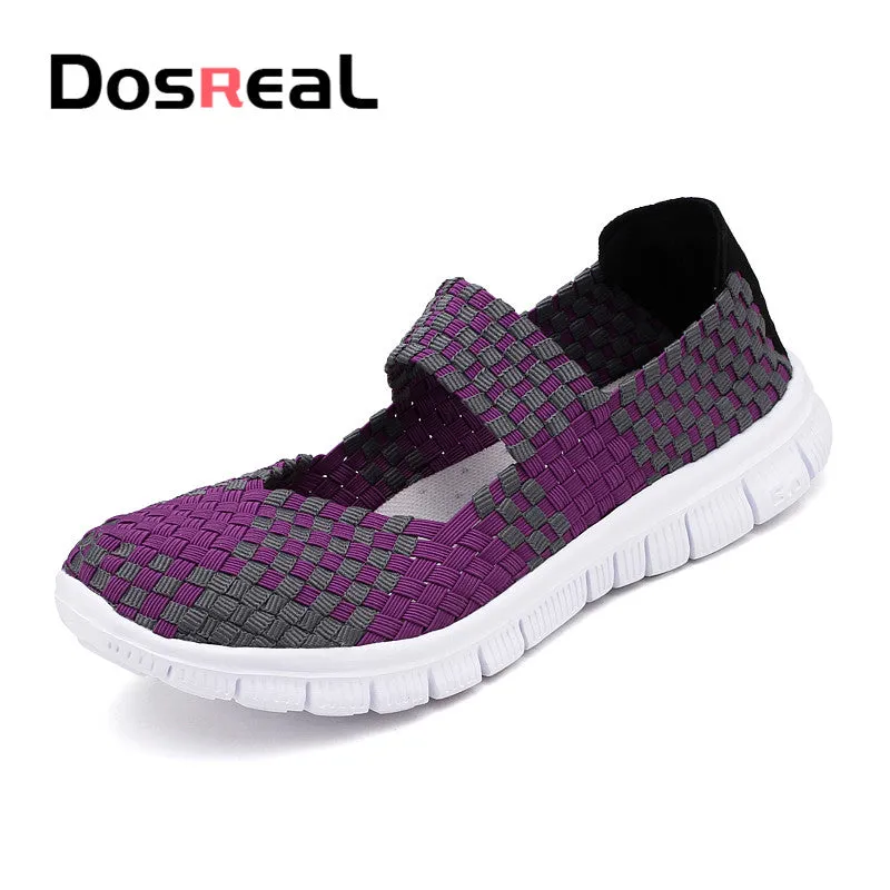 Dosreal Women New Arrival Casual Shoes Ladies Colorful Woven Shoes Light Fashion Flats Shoes Sneaker