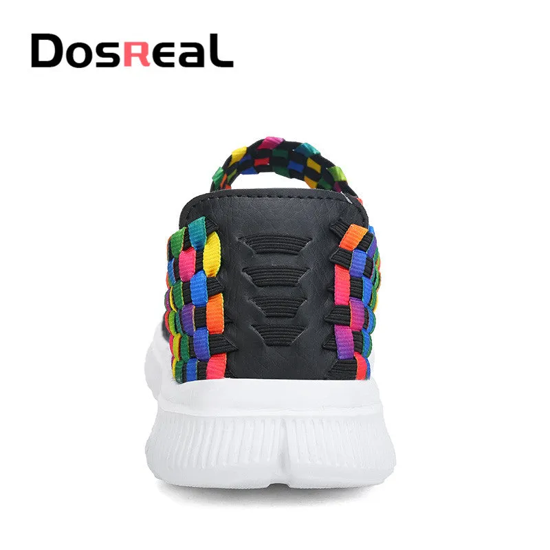 Dosreal Women New Arrival Casual Shoes Ladies Colorful Woven Shoes Light Fashion Flats Shoes Sneaker