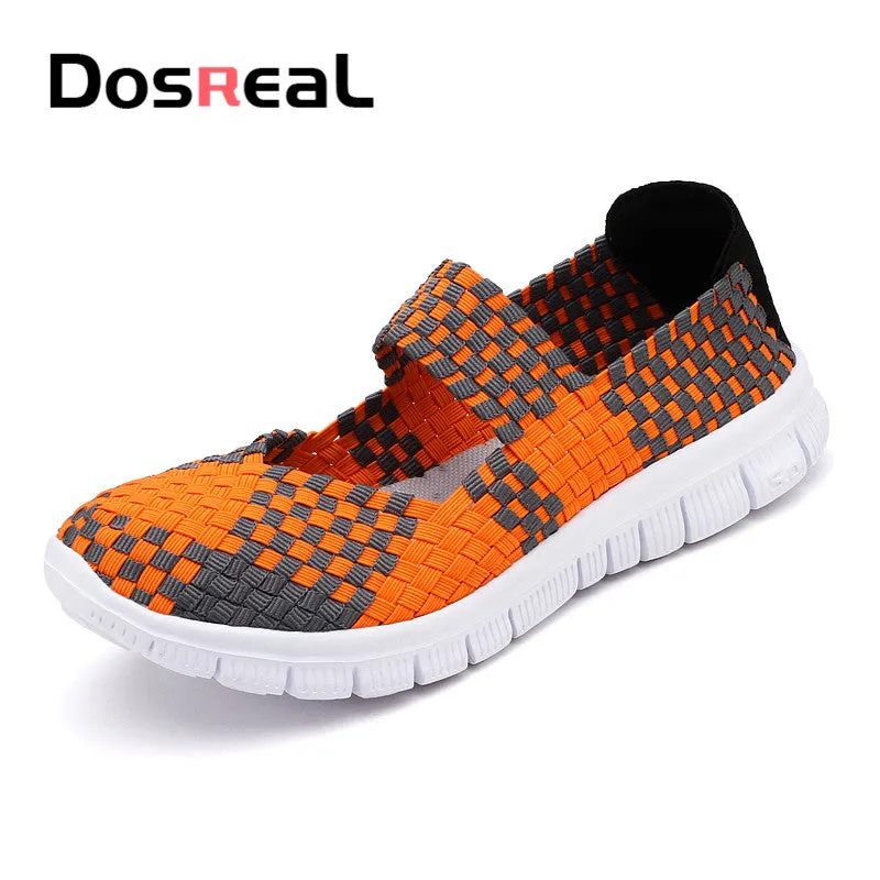 Dosreal Women New Arrival Casual Shoes Ladies Colorful Woven Shoes Light Fashion Flats Shoes Sneaker
