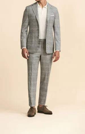 Drago Light Grey S130 Wool With Ivory Glencheck