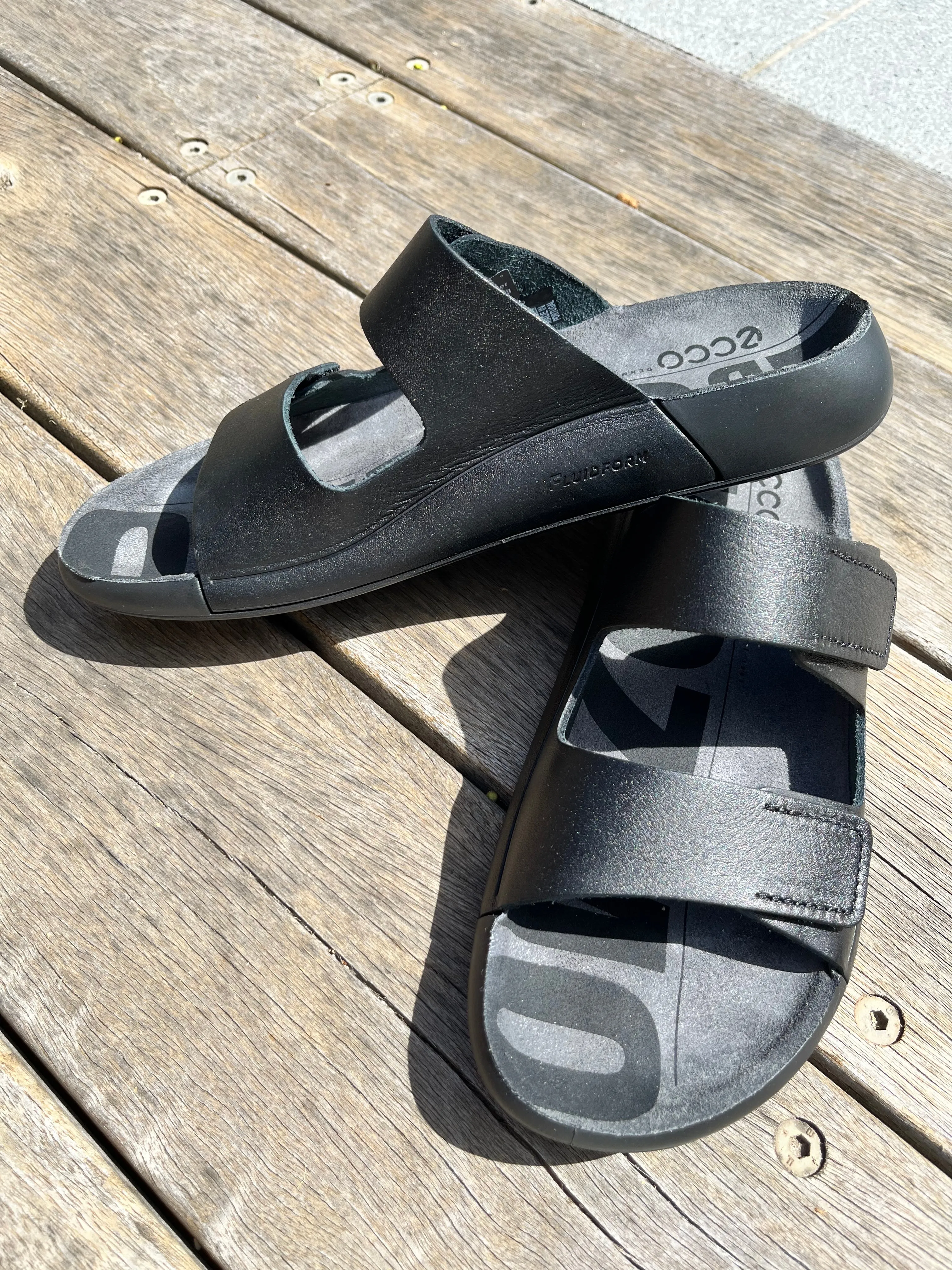 ECCO 2nd Cozmo Black Ladies Leather Sandal