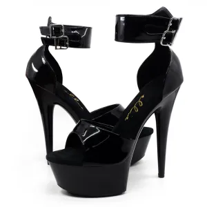 Ellie Shoes Aliya 6" Stiletto Double Ankle Cuff Platform Sandal