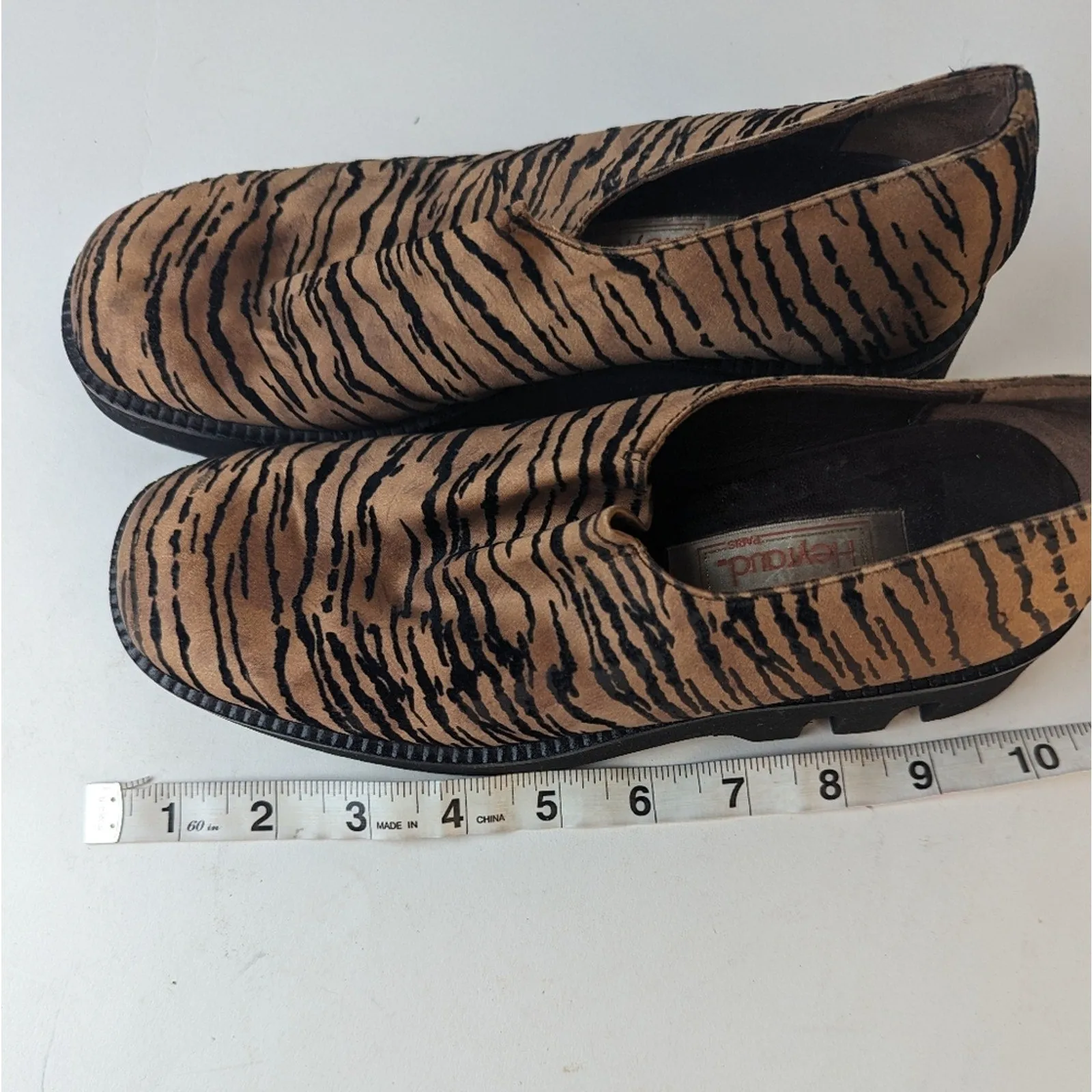 Heyraud Paris Tiger Print Chunky Slip On Loafer