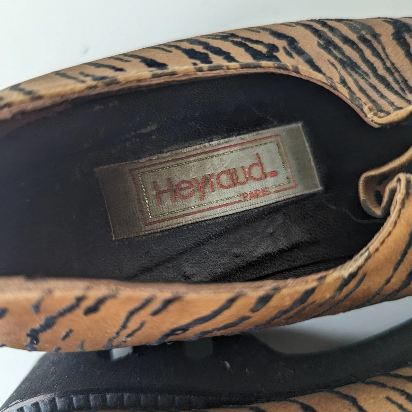 Heyraud Paris Tiger Print Chunky Slip On Loafer