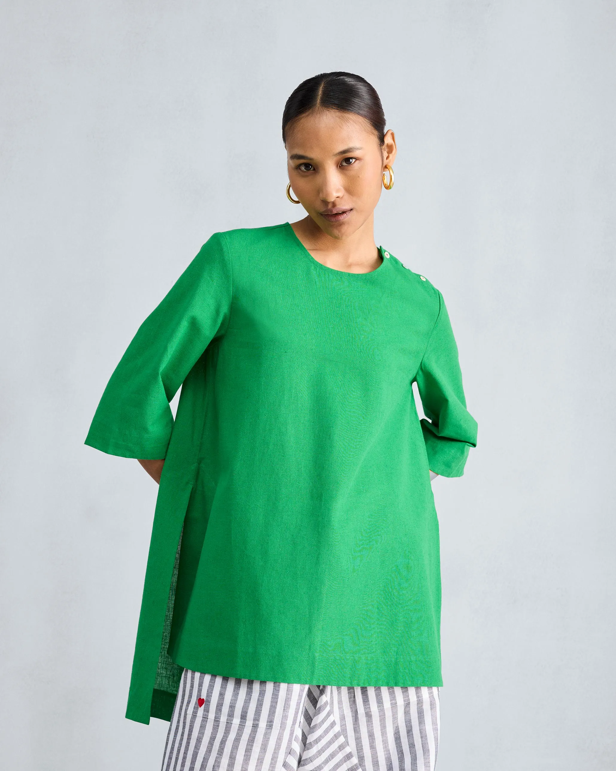 High Slit Top - Green