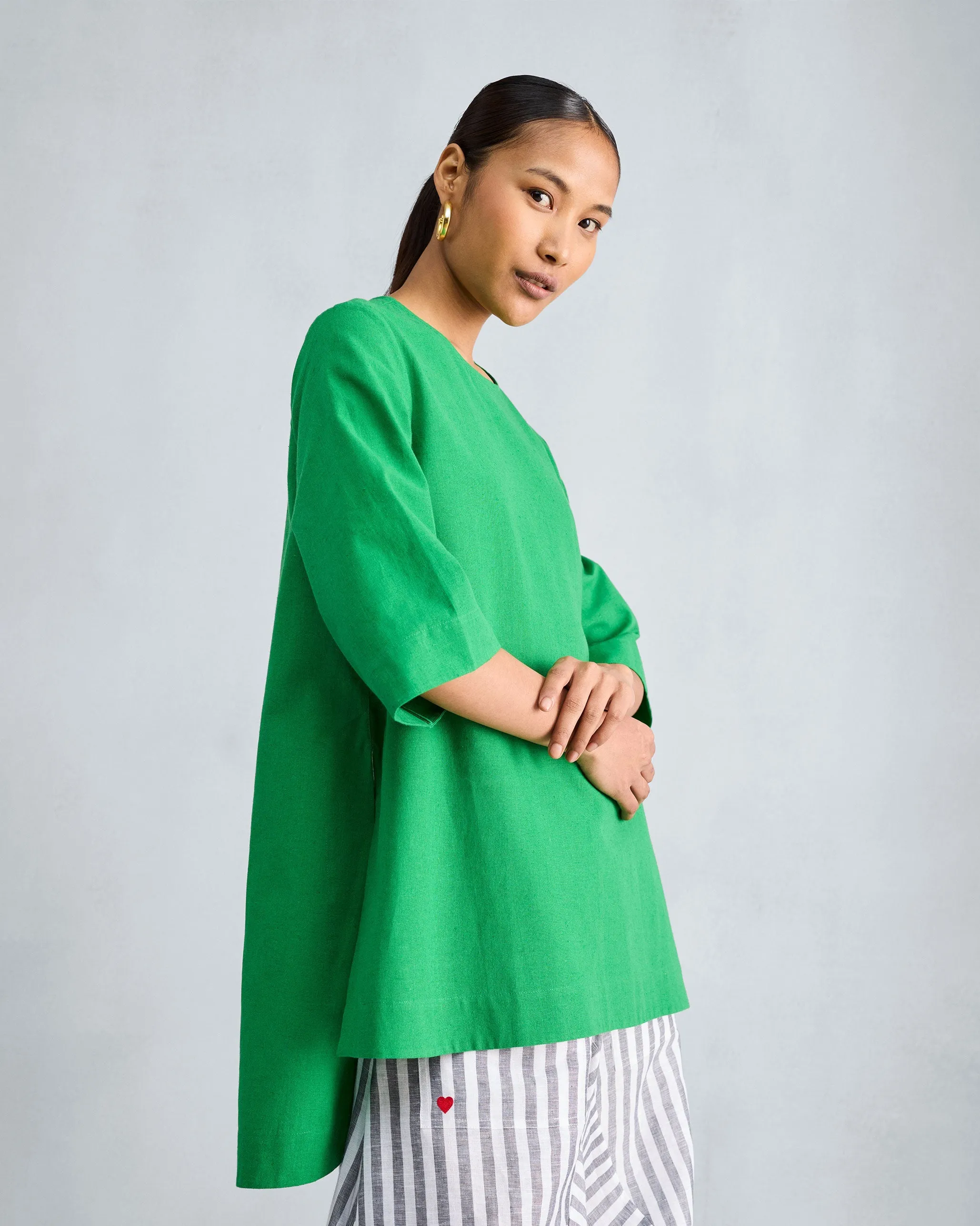 High Slit Top - Green