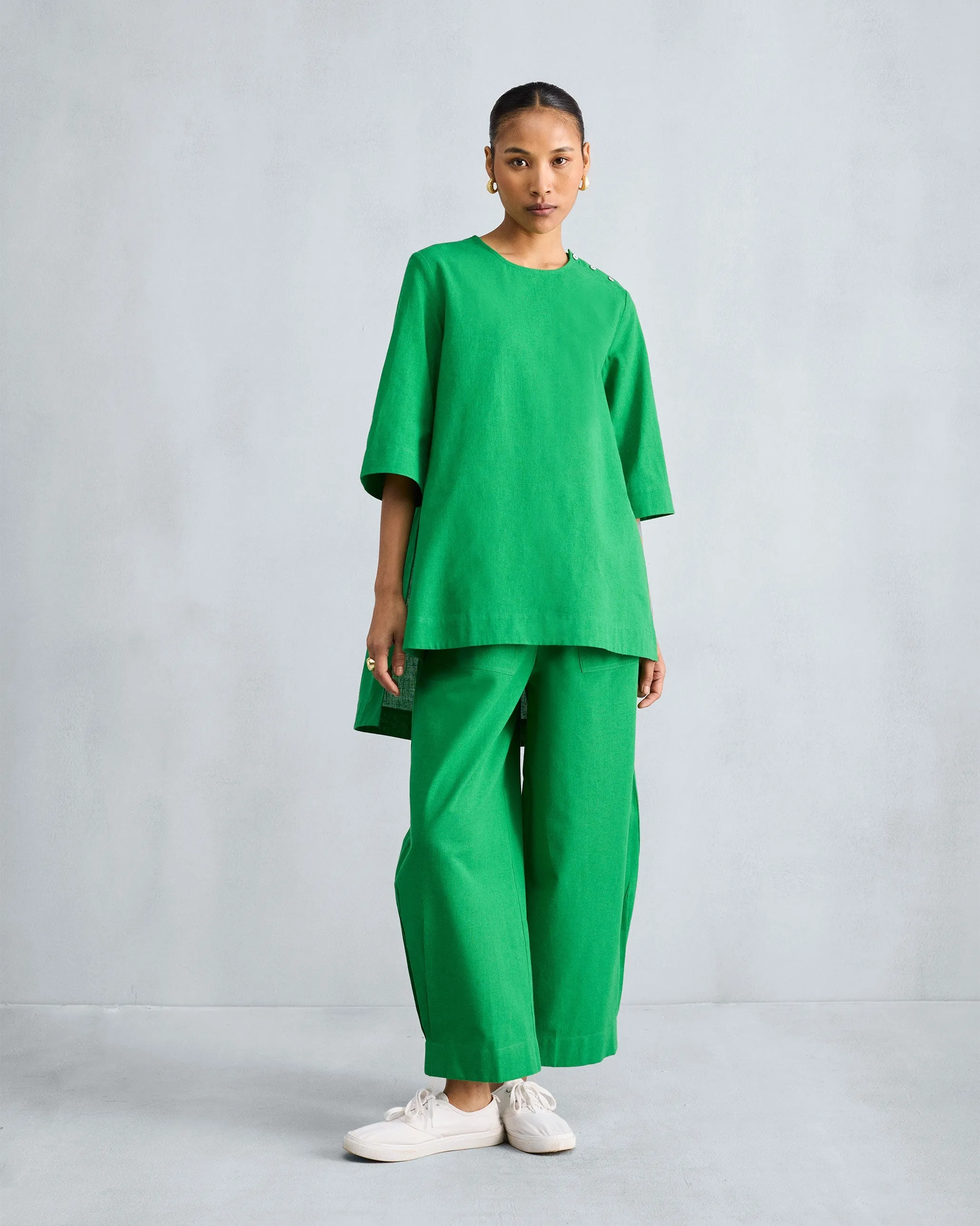 High Slit Top - Green