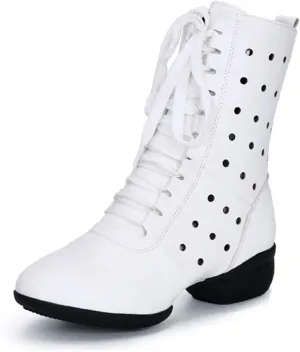 HIPPOSEUS Women Lace Up Jazz Dance Shoes Closed Toe Ballroom Salsa Dance Booties with Rubber Sole