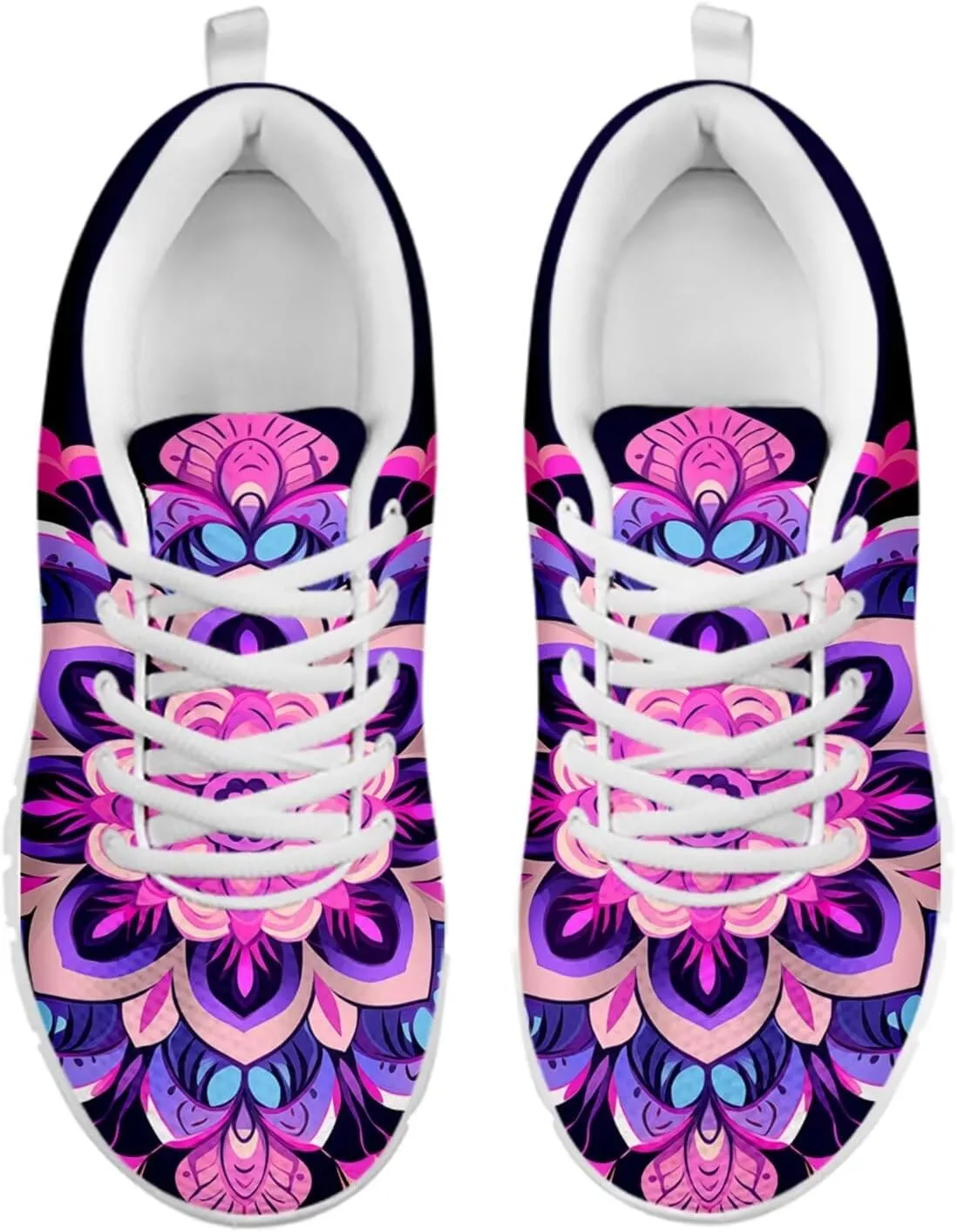 Jeiento Women Trainers Boho Mandala Walking Shoes Fashion Mesh Gym Sports Shoes Sneakers for Women