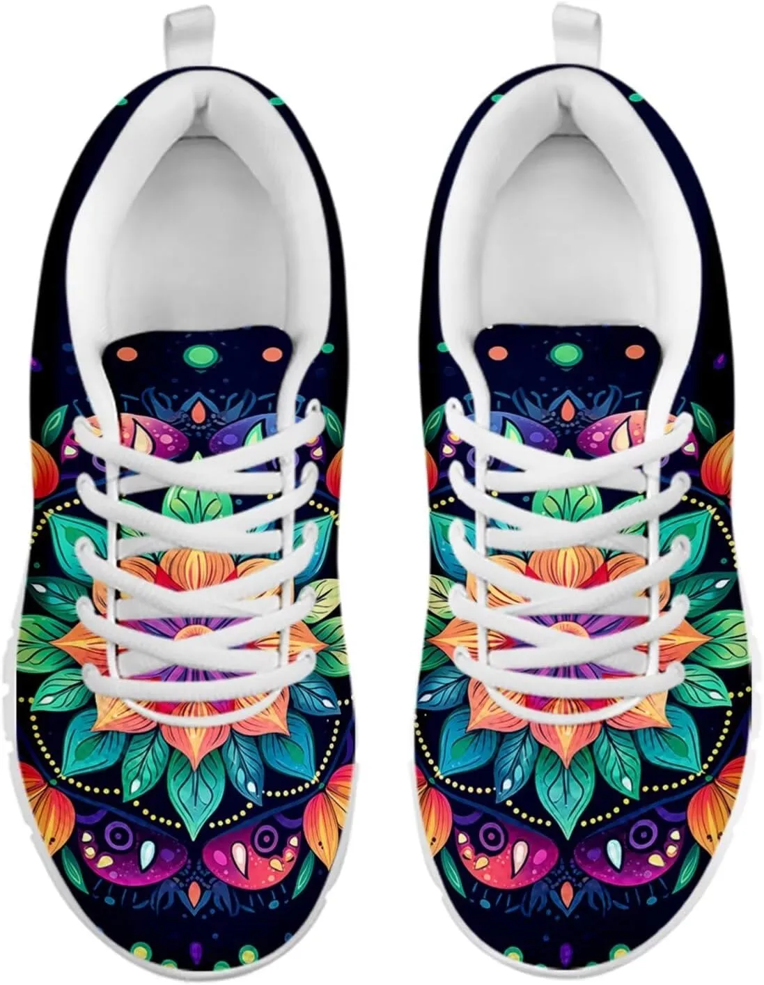 Jeiento Women Trainers Boho Mandala Walking Shoes Fashion Mesh Gym Sports Shoes Sneakers for Women
