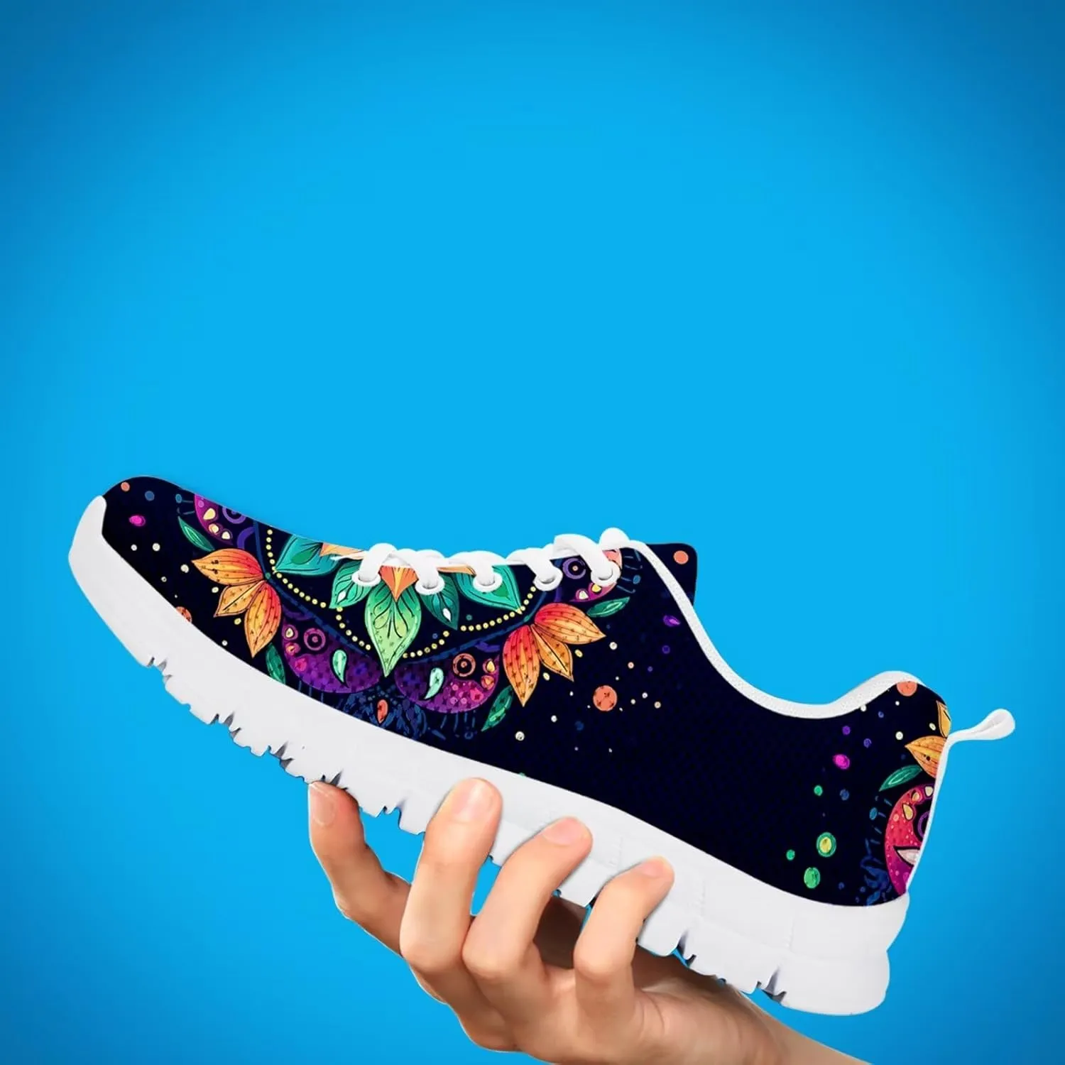 Jeiento Women Trainers Boho Mandala Walking Shoes Fashion Mesh Gym Sports Shoes Sneakers for Women