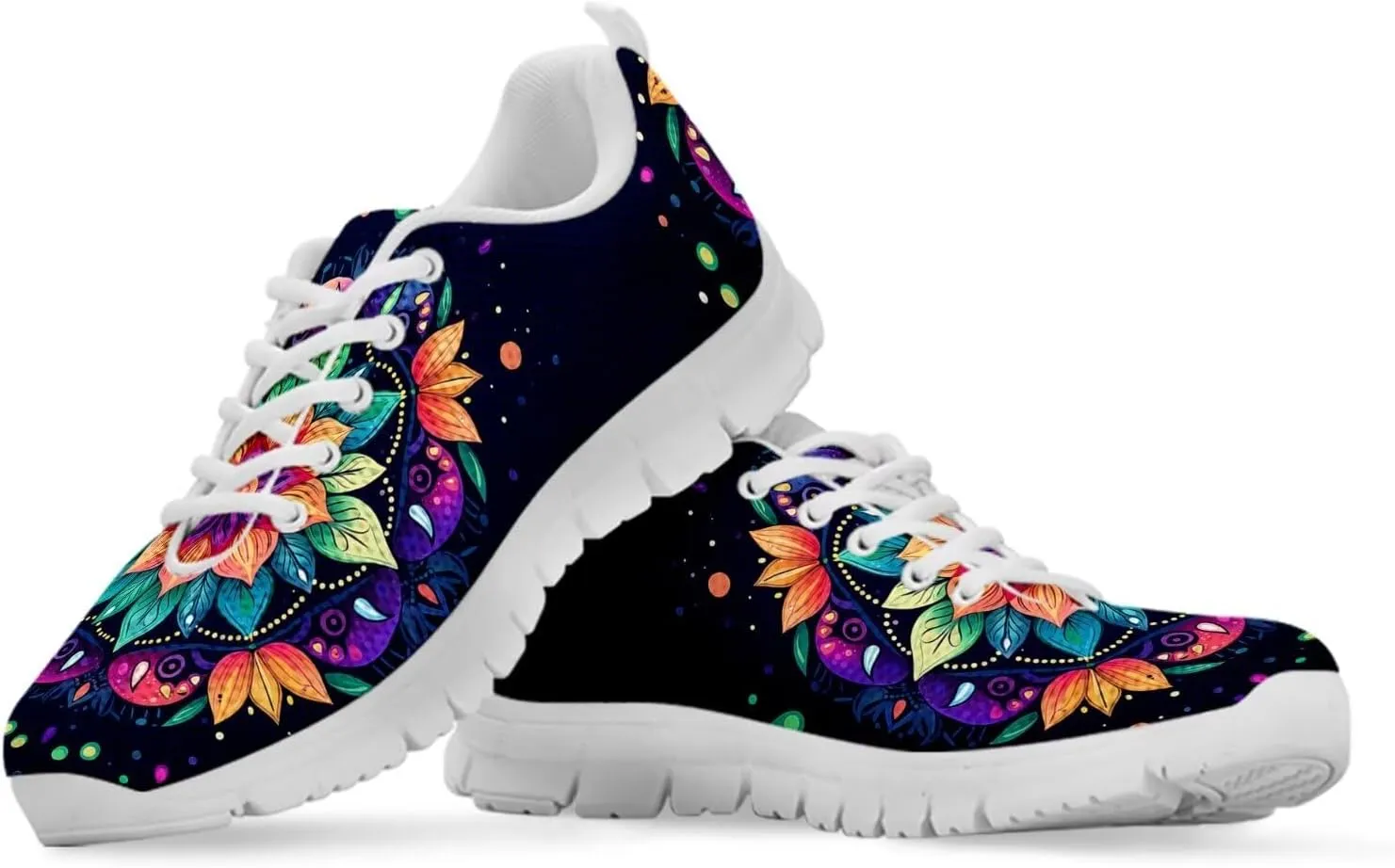 Jeiento Women Trainers Boho Mandala Walking Shoes Fashion Mesh Gym Sports Shoes Sneakers for Women