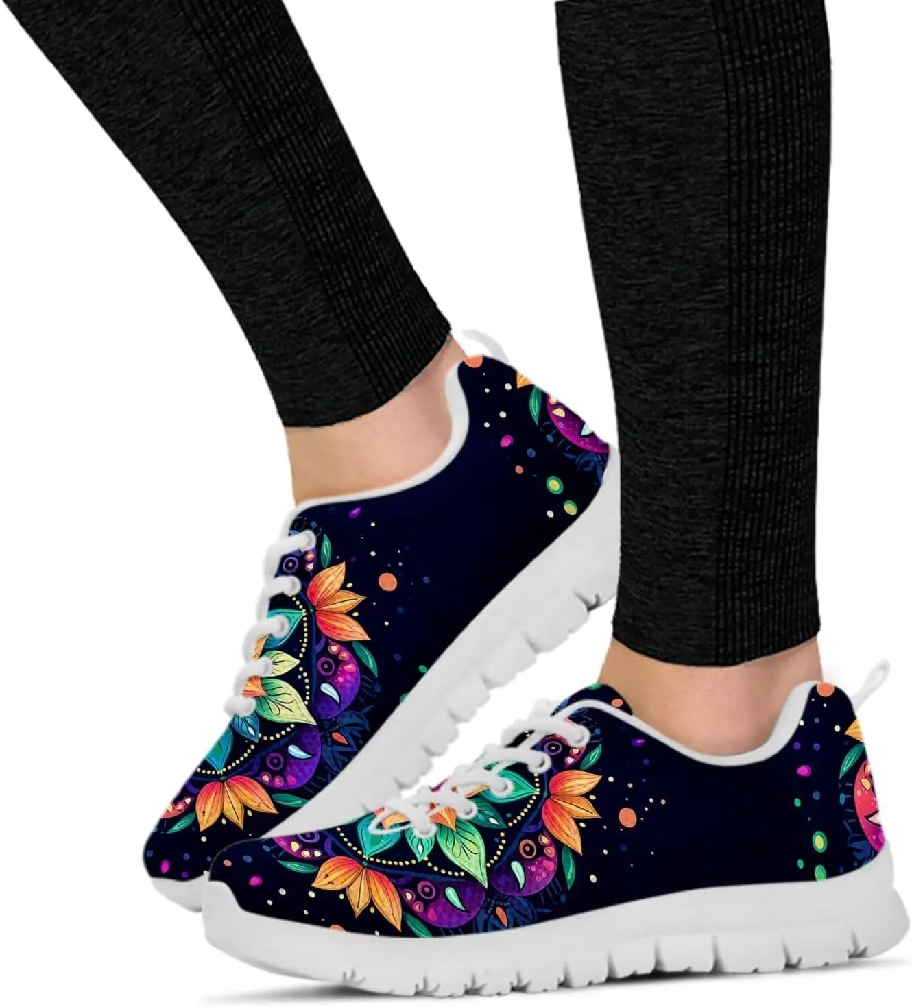 Jeiento Women Trainers Boho Mandala Walking Shoes Fashion Mesh Gym Sports Shoes Sneakers for Women