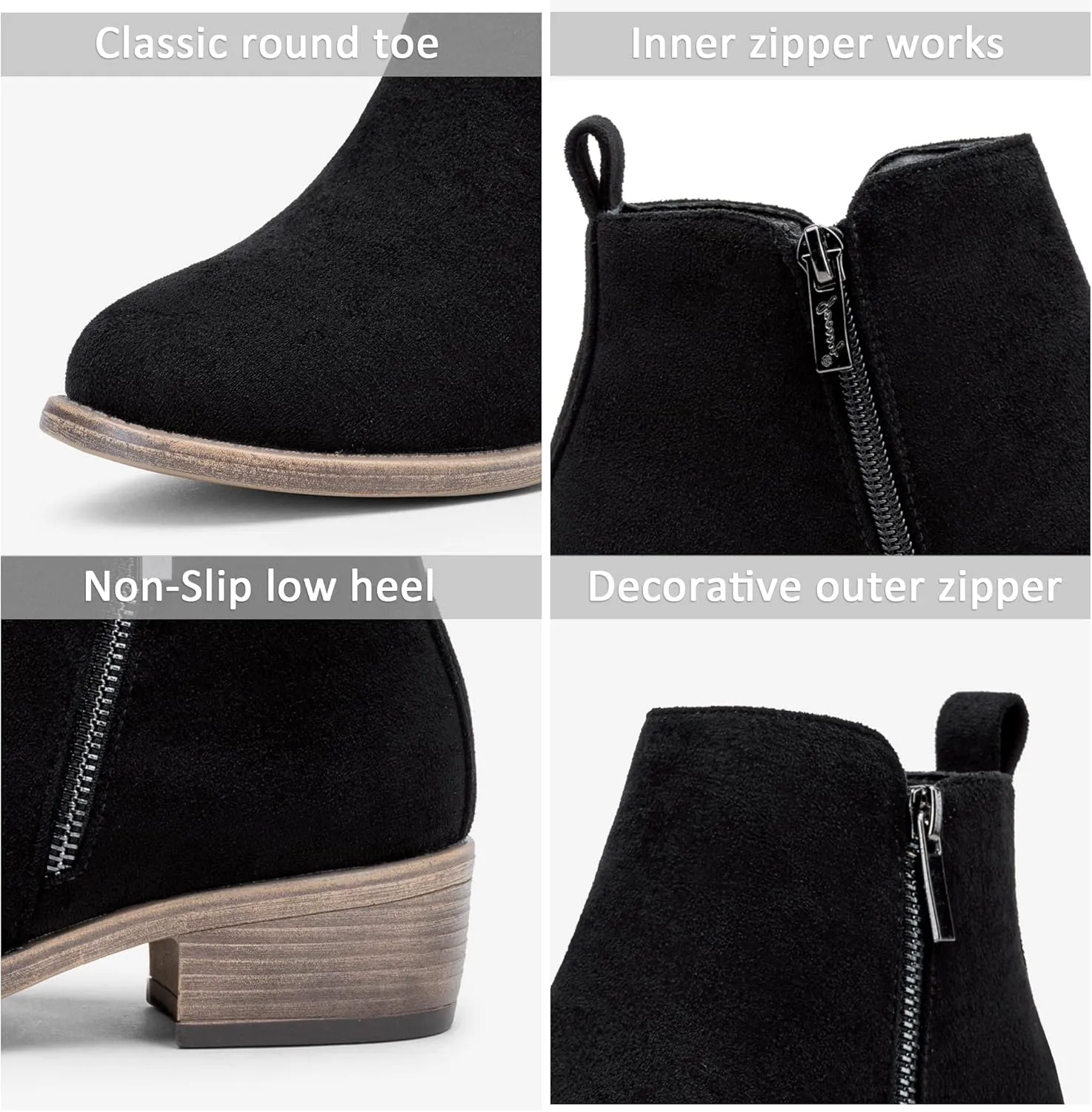 Jeossy Women's Ankle Boots, Classic Low Heeled Short Booties, Casual Comfortable Boots