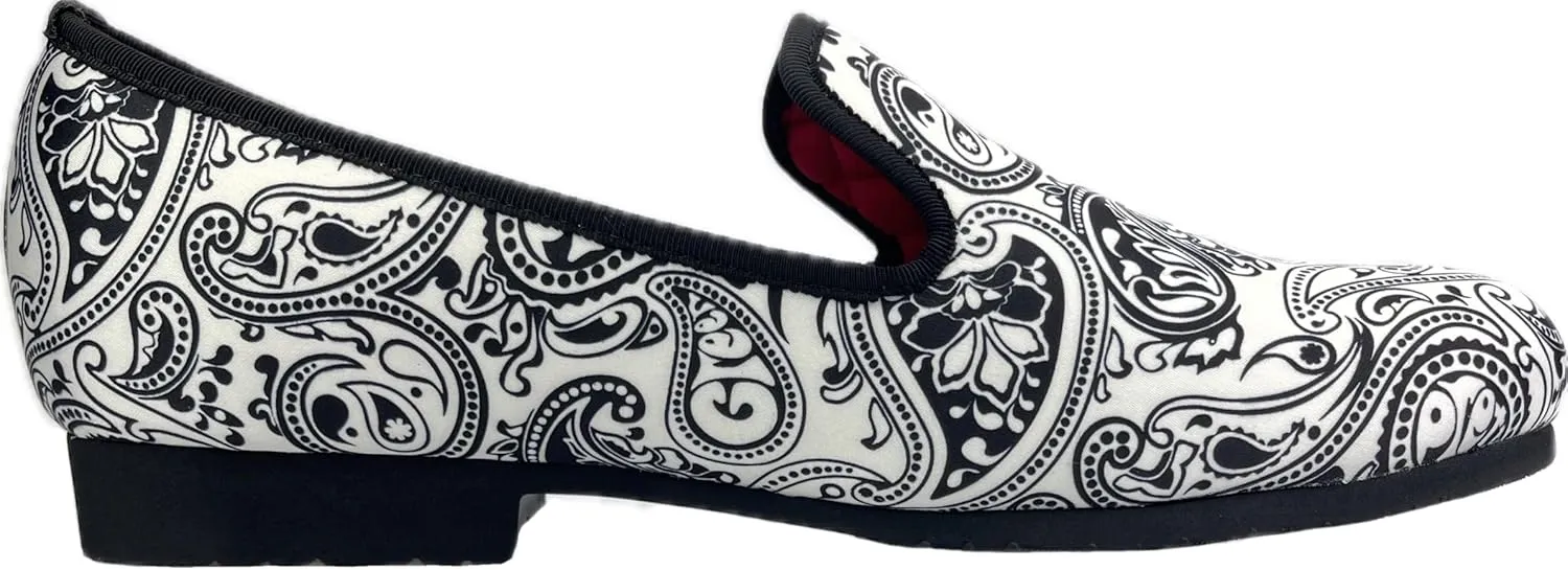 Justar Men's Designer Loafers Casual Leather Dress Shoes Evening Slip On Printed Smoking Slippers Driving Flats Blue Red
