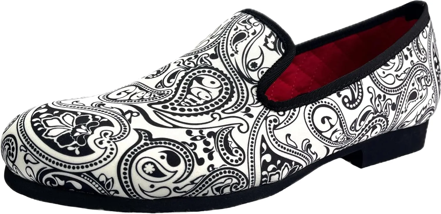 Justar Men's Designer Loafers Casual Leather Dress Shoes Evening Slip On Printed Smoking Slippers Driving Flats Blue Red