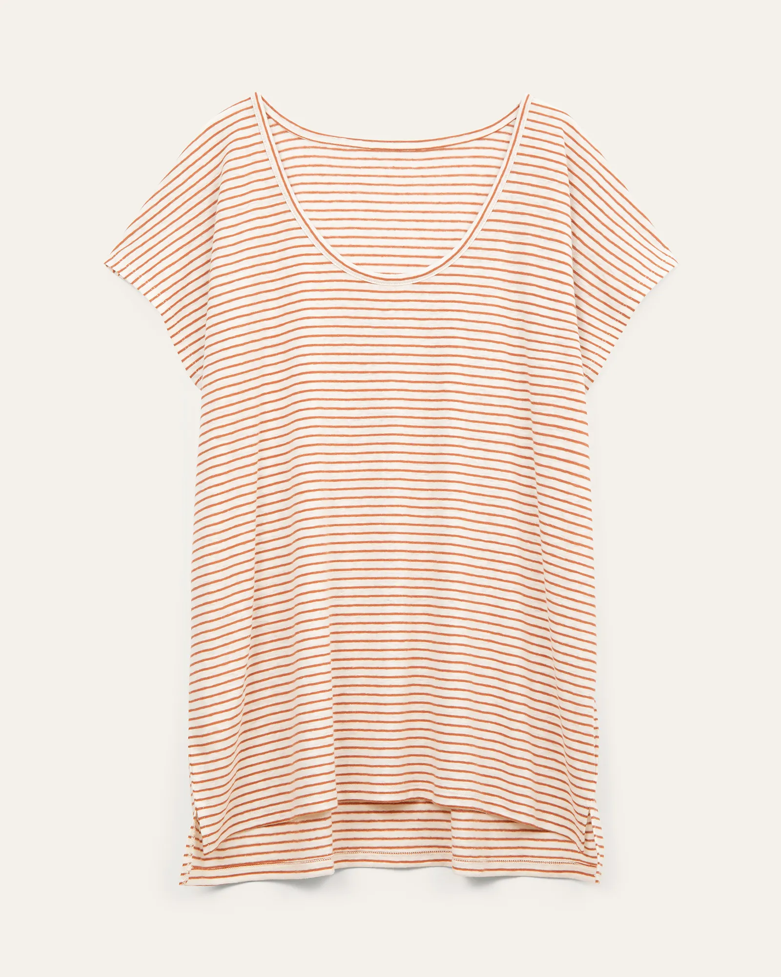 Kangaroo Striped Casual Tee | Ivory / Red