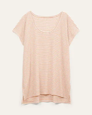 Kangaroo Striped Casual Tee | Ivory / Red