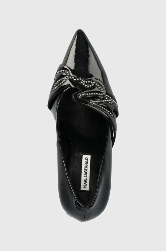 KARL LAGERFELD SARABANDE SIGNATURE LOGO COURT HEELS IN BLACK