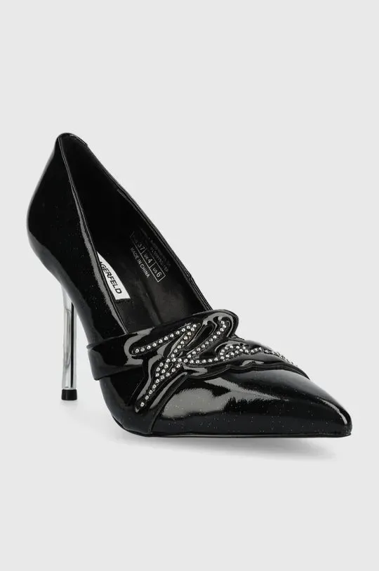 KARL LAGERFELD SARABANDE SIGNATURE LOGO COURT HEELS IN BLACK