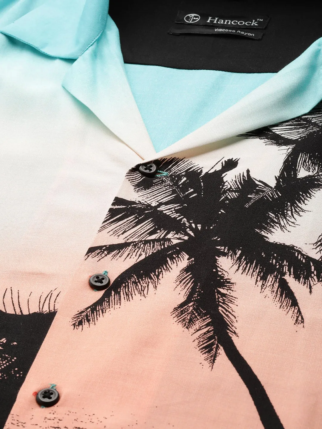 Men Black & Green Printed Viscose Rayon Relaxed Fit Casual Resort Shirt