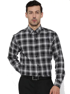 Men Black Checks Pure Cotton Slim Fit Formal Shirt