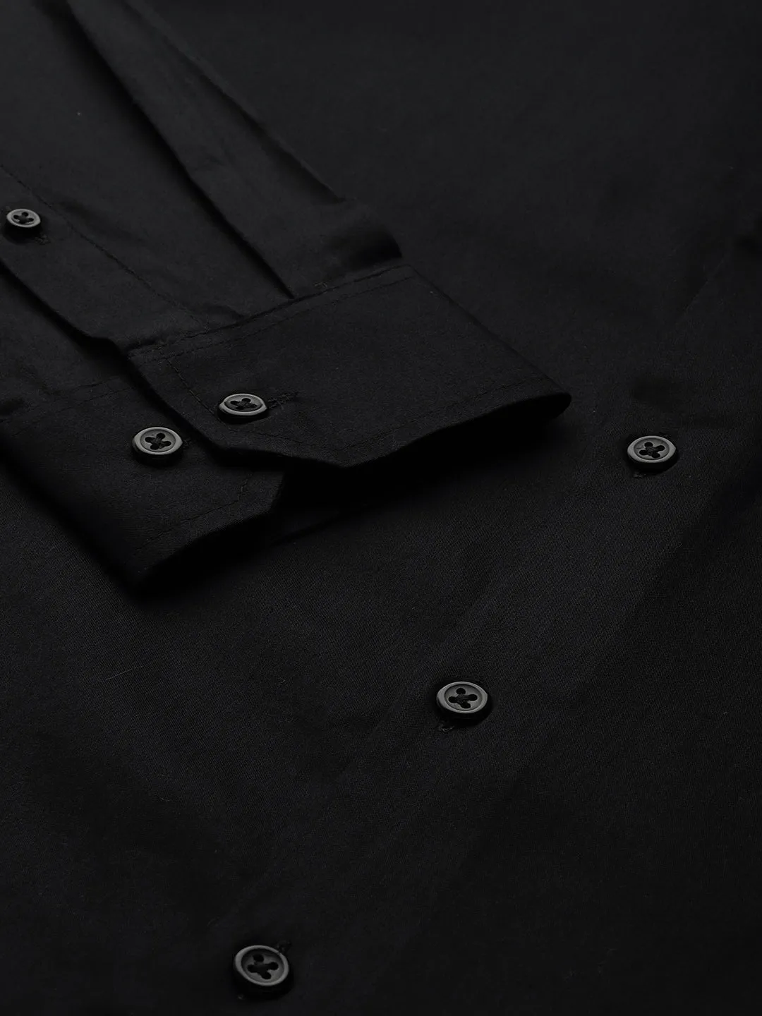 Men Black Solid Pure Cotton Slim Fit Formal Shirts