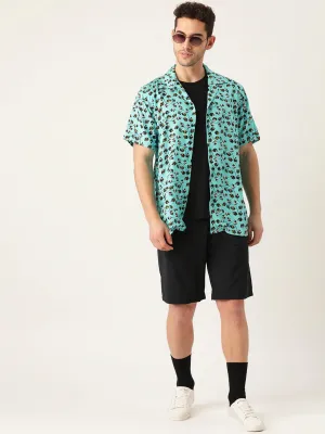 Men Blue Prints Pure Cotton Relaxed Fit Casual Resort Shirt